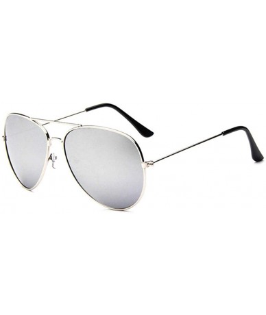 Oval Fashion Unisex Sunglasses Metal Frame with Case UV400 Protection - Silver Frame/White Mercury Lens - CS18WNER3IE $16.18