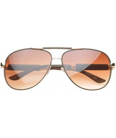 Aviator 'Ashville' Double Bridge Aviator Fashion Sunglasses - Brown - CZ11PMFLFIL $9.13