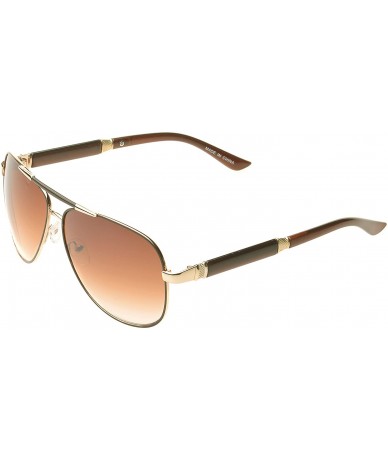 Aviator 'Ashville' Double Bridge Aviator Fashion Sunglasses - Brown - CZ11PMFLFIL $9.13