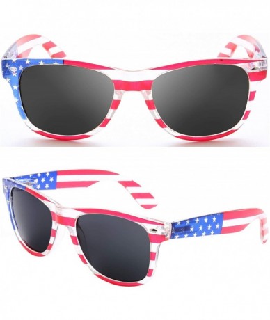 Aviator American Sunglasses USA Flag Classic Patriot - Pack of 2(crystal/Red+grey) - CL18RWNYOGQ $13.71