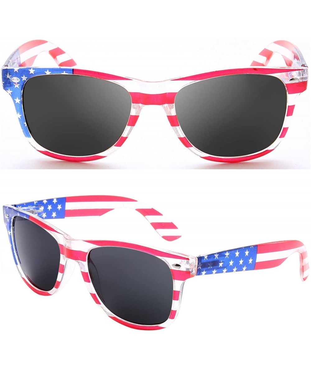 American Sunglasses USA Flag Classic Patriot - Pack of 2(crystal/Red ...