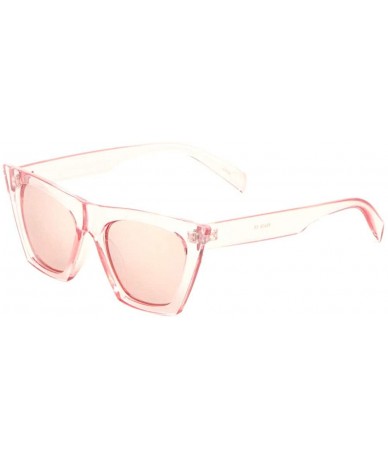 Square Sharp Square Cat Eye Crystal Color Sunglasses - Light Pink - CH198D0DEKW $15.01
