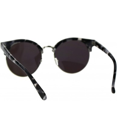 Round Womens Mod Round Half Rim Hipster Designer Sunglasses - Black Tortoise Teal Mirror - C818G67WHG7 $12.11