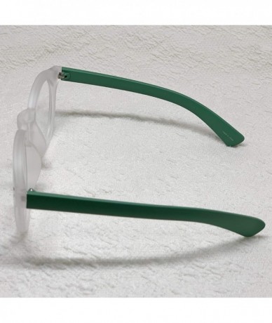 Round Classic Round Horn Rimmed Eye Glasses Clear Lens Oval Non Prescription Frame - White Green 12031 - CB18ZQXYCHH $13.21