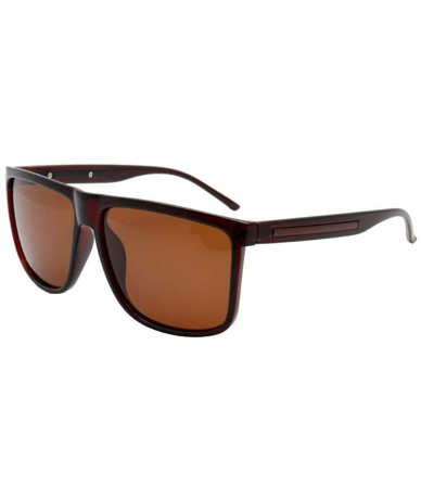 Oval Polarized Men's Sunglasses Atmospheric Personality Sunglasses - Bright Black Frame Gray - CX190MIRYCI $31.05