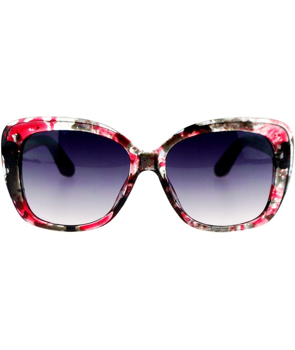 Rectangular Womens Ink Blot Marble Plastic Thick Rectangular Butterfly Sunglasses - Red - CB11WI4OA0D $12.24