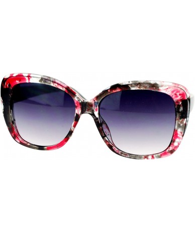 Rectangular Womens Ink Blot Marble Plastic Thick Rectangular Butterfly Sunglasses - Red - CB11WI4OA0D $12.24