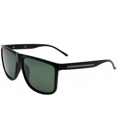 Oval Polarized Men's Sunglasses Atmospheric Personality Sunglasses - Bright Black Frame Gray - CX190MIRYCI $31.05