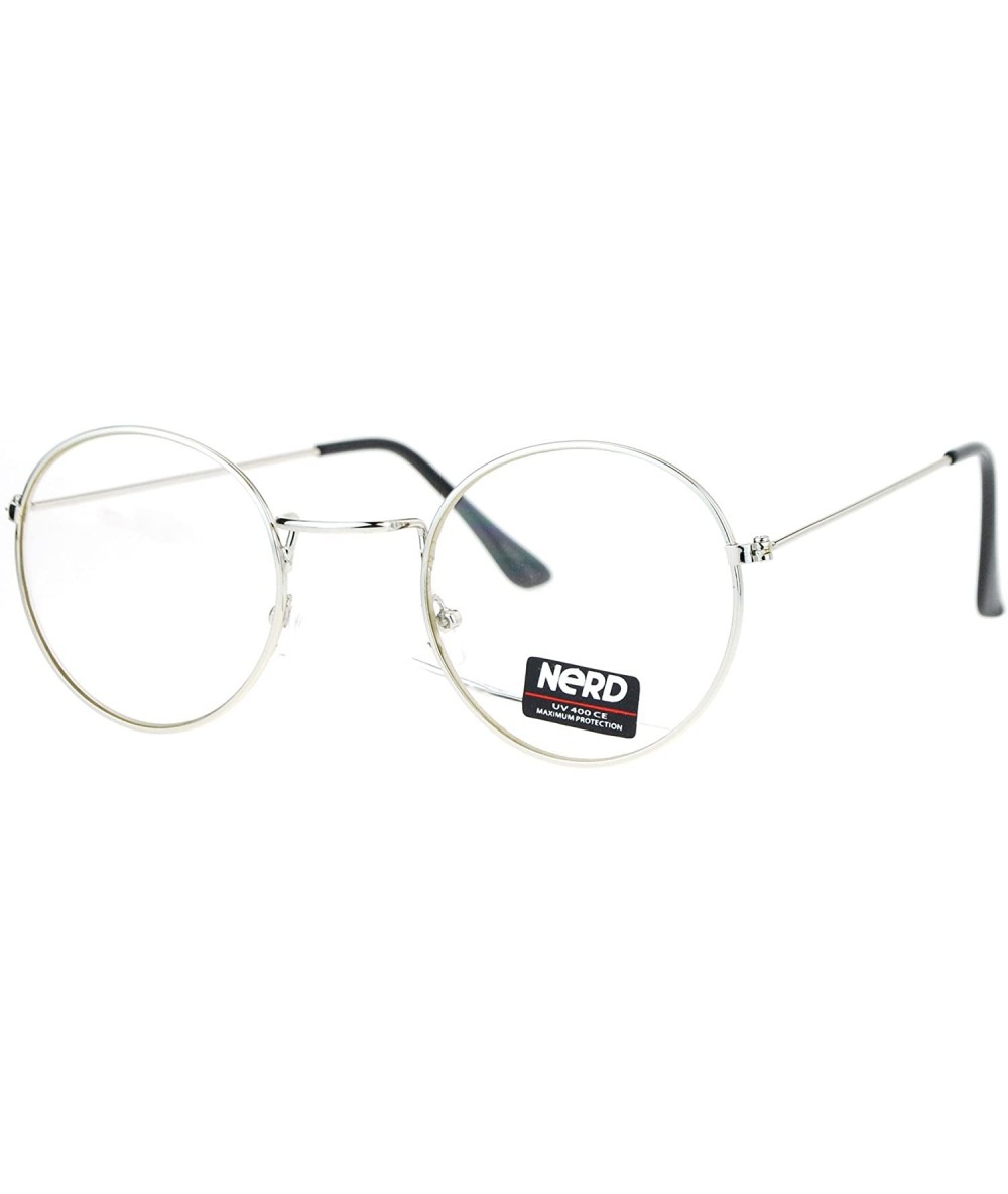 Round Vintage Design Clear Lens Glasses Round Metal Frame Fashion Eyeglasses - Silver - C9186AH73KQ $11.40