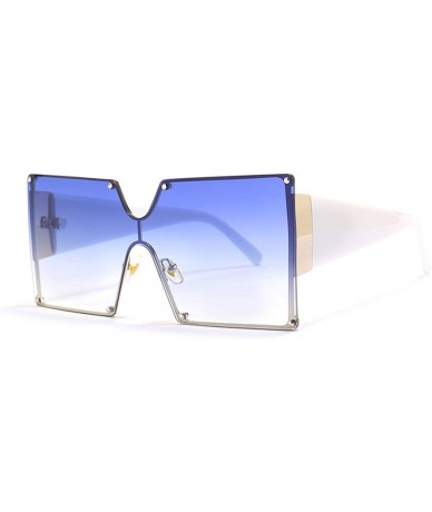 Square Fashion Square Sunglasses Women Er Oversized Gradient Blue Black One Piece Sun Glasses Style Shades UV400 - CX199C003M...