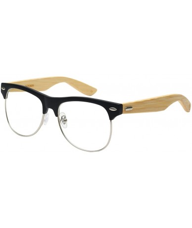 Rimless Semi-Rimless Bamboo Clear UV Lens Sunglasses 540908BM-CL - Matte Black - CK12MAHSI5H $26.55
