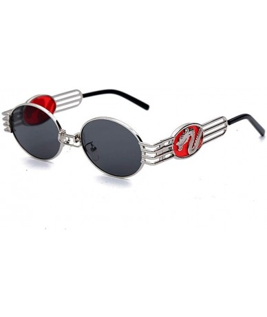 Oversized Fashion Vintage Steampunk Sunglasses Glasses - 2 Sliver Black - C9198G7ILYR $52.66
