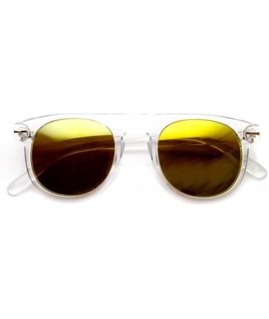 Round Retro Fashion Keyhole Horned Rim P3 Round Sunglasses (Clear-White) - CJ11MV5ZMB1 $11.83
