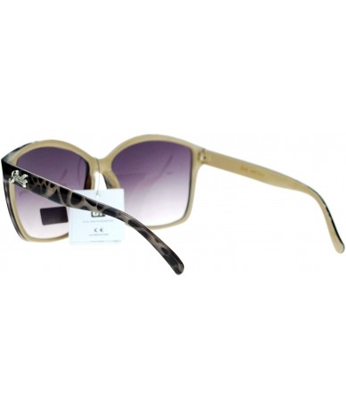 Oversized Womens Sunglasses Oversized Unique Round Top Square Frame UV 400 - Beige Tortoise - CA180QLRIC7 $7.62