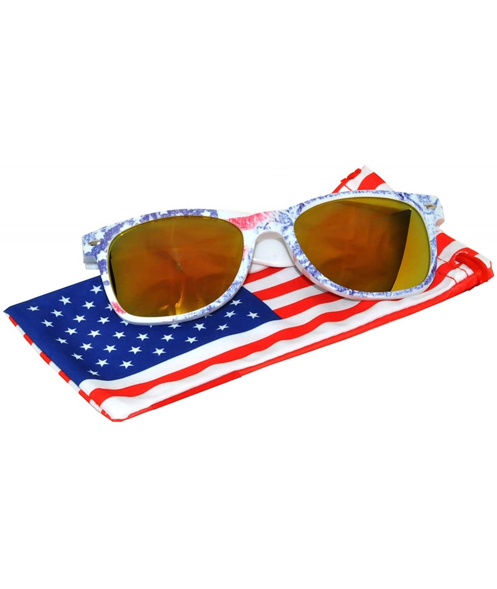 Aviator Classic American Flag Sunglasses USA Patriot Colored Lens 4th of July - Ice_frame_yellow_mirror_lens - C112NRZQIV1 $1...