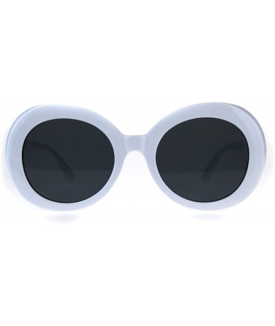 Round Minimal Mod Womens Oversize White Round Plastic Retro Sunglasses - Black - C418C7GACEZ $11.44