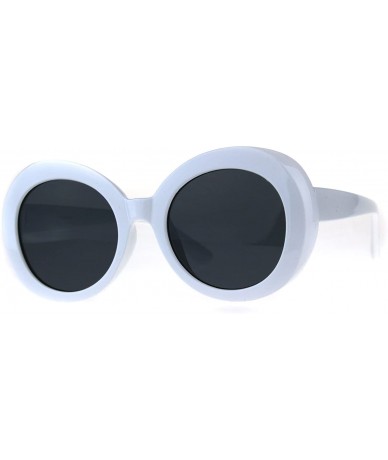 Round Minimal Mod Womens Oversize White Round Plastic Retro Sunglasses - Black - C418C7GACEZ $11.44