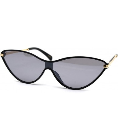 Cat Eye Womens Mod Shield Cat Eye Plastic Sunglasses - All Black - CS18X4S4IXY $11.33
