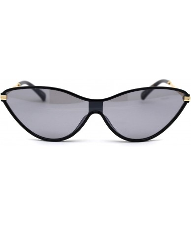 Cat Eye Womens Mod Shield Cat Eye Plastic Sunglasses - All Black - CS18X4S4IXY $11.33