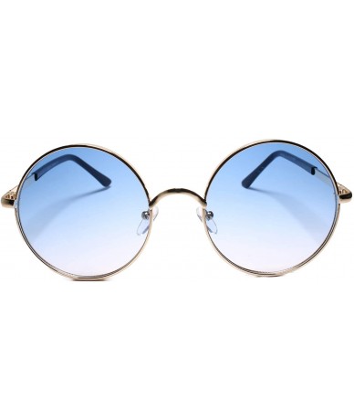 Round New Classy Elegant Trendy Vintage Retro Style Round Sunglasses - Blue - CP18UM7ZITI $11.56