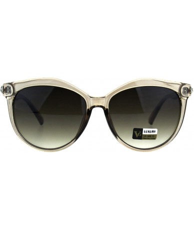 Butterfly Womens Rhinestone Iced Luxury Designer Horn Rim Cat Eye Sunglasses - Translucent Brown - CW180CDZ85E $15.65