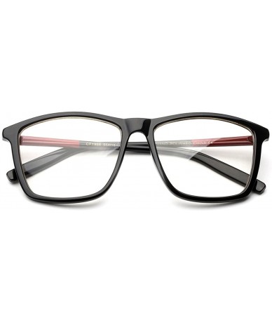 Square "Imperial" Slim Design Large Squared Fashion Clear Lens Glasses - Black/Red - CX12HJWPY31 $9.63