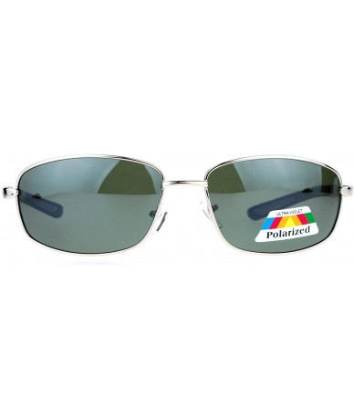 Rectangular Antiglare Polarized Lens Mens Metal Warp Sport Sunglasses - Silver - C312MF4P13V $10.82