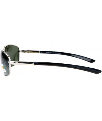 Rectangular Antiglare Polarized Lens Mens Metal Warp Sport Sunglasses - Silver - C312MF4P13V $10.82