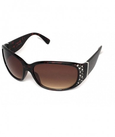 Wrap Women's Designer Inspired Rhinestone Sunglasses - Tortoise- Brown Gradient Smoke - CH18DS3DUNN $8.08