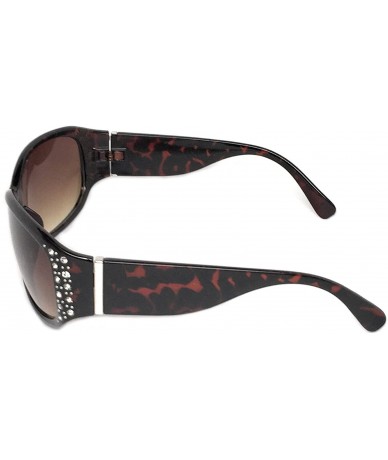 Wrap Women's Designer Inspired Rhinestone Sunglasses - Tortoise- Brown Gradient Smoke - CH18DS3DUNN $8.08
