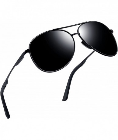 Oval Classic Sunglasses for Women Men Metal Frame Mirrored Lens Designer Polarized Sun glasses UV400 - Black Retro - CW1804I4...