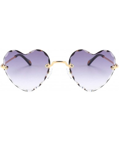 Oval Women Heart Shaped RimlSunglasses Thin Metal Frame UV Protection Sun Glasses Vacation Festival Fishing - Gray - C7197Y6T...