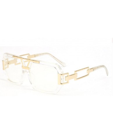 Square Fashion Vintage Square Sunglasses Unisex Clear Lens UV400 - Clear-clear - C117YIY2583 $27.61