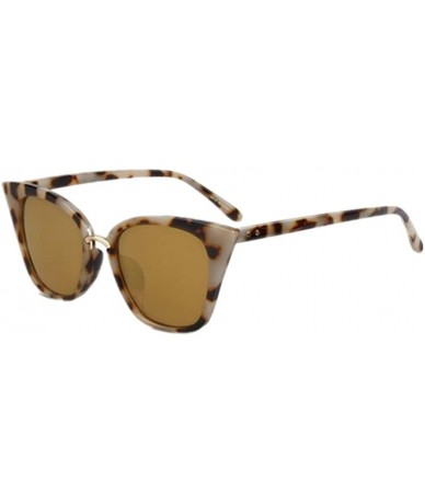 Semi-rimless Women Fashion Cat Eye Vintage Mirror UV400 Sunglasses Eyeglasses - Yellow - CD182DI95CK $20.04