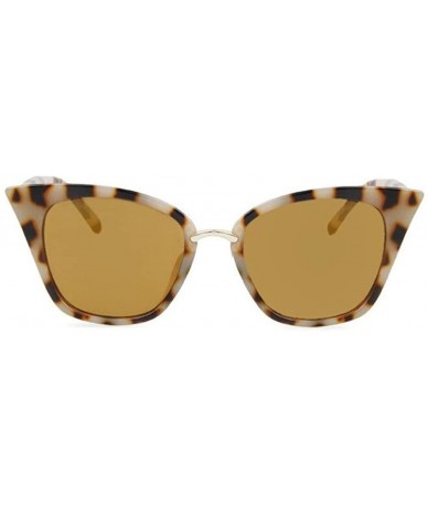Semi-rimless Women Fashion Cat Eye Vintage Mirror UV400 Sunglasses Eyeglasses - Yellow - CD182DI95CK $20.29