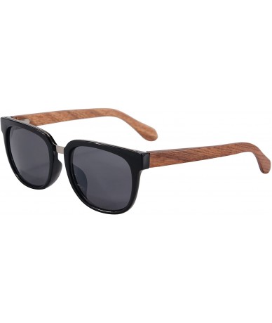 Wayfarer Natural Wood Arm Sunglasses UV400 Lenses Wood Sunglasses-HY569 - Black&zebra - CU12NG8FJEZ $29.76