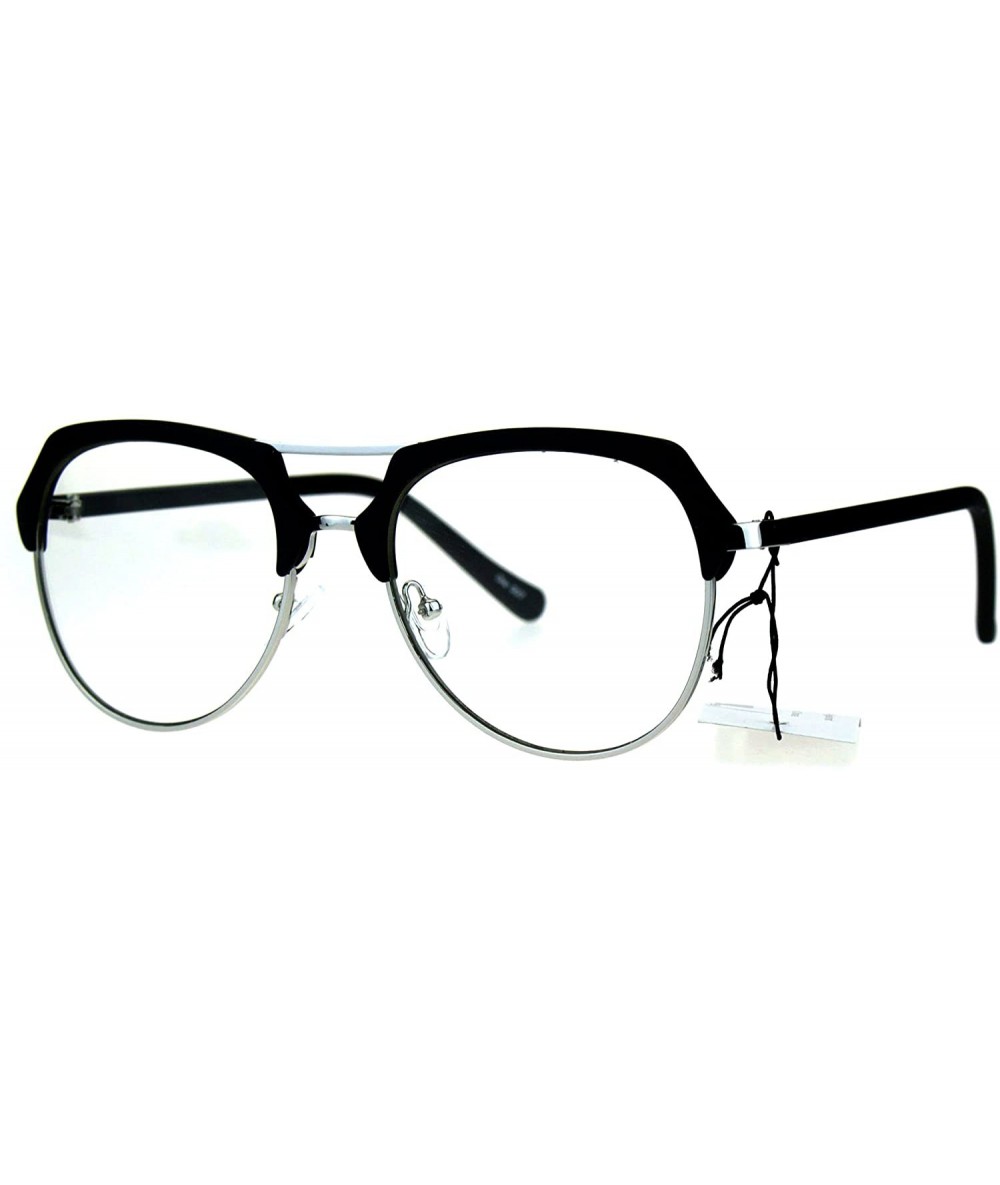 Aviator Vintage Retro Fashion Clear Lens Glasses Womens Designer Style Eyewear - Matte Black - CM18676AC8I $12.34