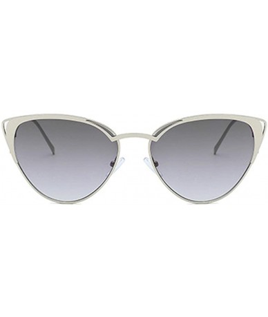 Rectangular Retro Cat Eye Fashion Metal Frame Tinted Lenses Women Sunglasses UV400 - Silver - CU18NNG04HL $13.52