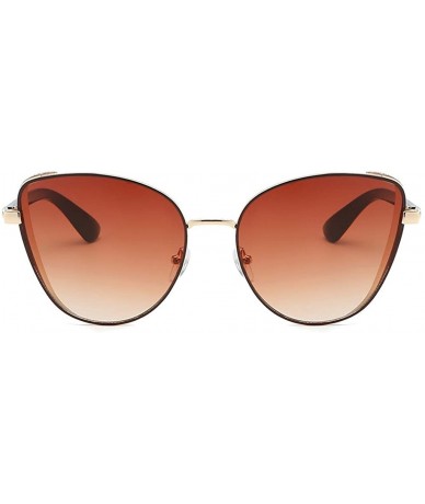 Cat Eye Women's Fashion Cat Eye Shade Sunglasses Integrated Stripe Vintage Glasses - Brown - CS18UGE9307 $9.59