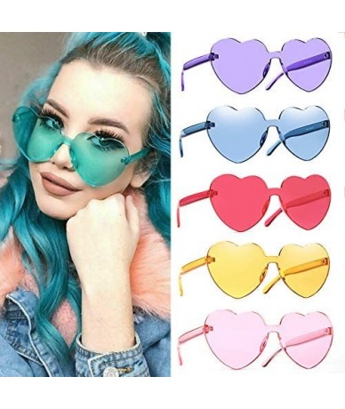 Rimless Heart Sunglasses-Protect Eyes Women Love Rimless Frame Anti-UV Lens Color Sun Glasses Light & Comfortable - CX199XA9N...