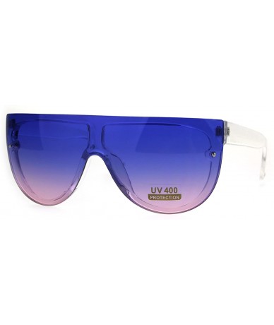 Rectangular Oceanic Color Gradient Lens Flat Top Racer Retro Sunglasses - Clear Blue Pink - C71875ORCGY $15.11