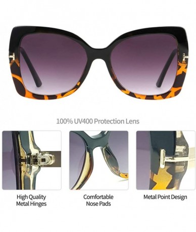 Oversized Women's Premium Oversize Metal Point Sunglasses IL1034 - Black Tortoise/ Grey - C618YACQX9L $13.01