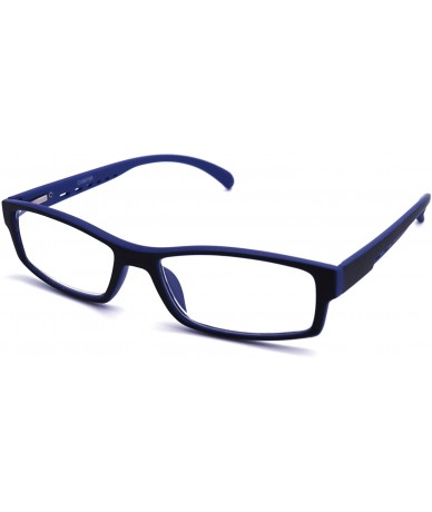 Rectangular Soft Matte Black w/ 2 Tone Reading Glasses Spring Hinge 0.74 Oz - R1 Matte Black Matte Blue - C318WUSOZ9K $16.44