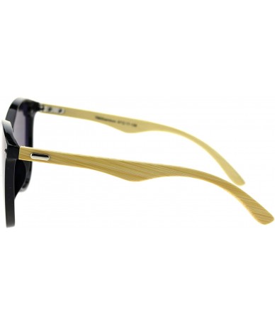 Shield Womens Bamboo Wood Arm Shield Panel Horn Sunglasses - Black Smoke - CU18TDMDGT2 $15.78