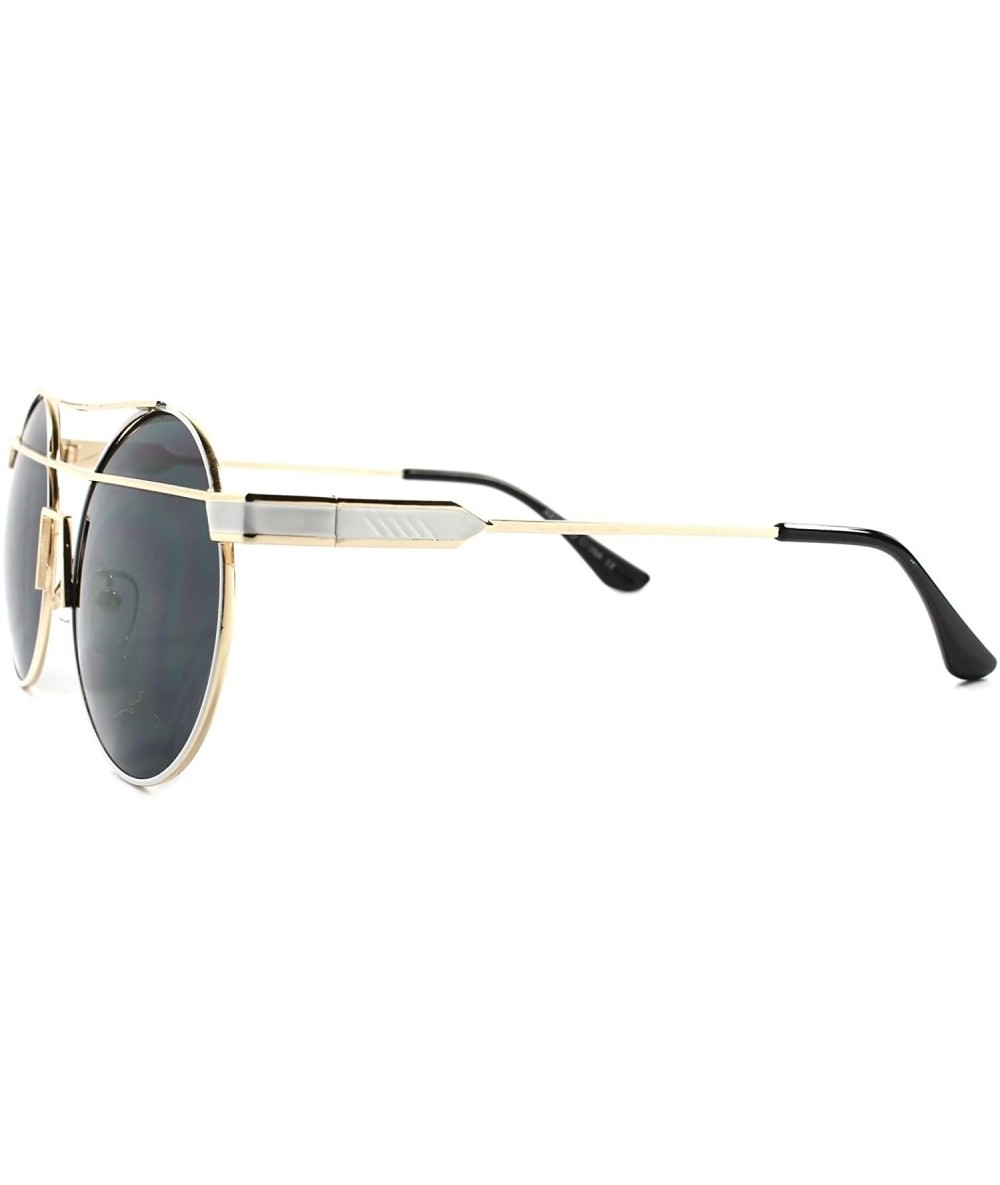 Round Celebrity Fashion Stylish Elegant Womens Designer Inspired Round Sunglasses - Gold & White - CY1892GGS24 $9.29
