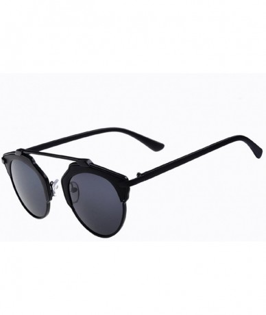 Cat Eye Men's and Women's So real Fashion Cat eyes UV-resistant Sun glasses - Sand Black/Grey - CF12DIB0IFL $12.36