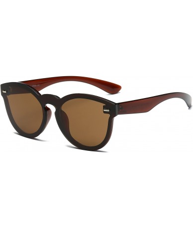 Round Modern Rimless Reflective Mirrored Fashion Unisex Round Sunglasses - Brown - CB186WKM0IL $11.04