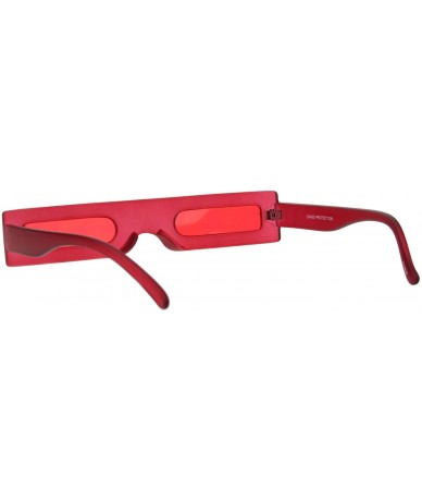 Rectangular Super Skinny Futuristic Sunglasses Flat Rectangular Frame Unique Frost Colors - Red - CA18NKS0GHE $9.99