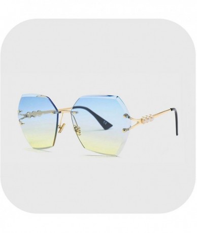 Round Luxury RimlSunglasses Women Irregular Trimmed Eyewear Pearl Metal Frame Sun Glasses UV400 Ss726 - C6 - CM197Y7M6WI $24.66