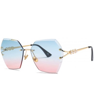 Round Luxury RimlSunglasses Women Irregular Trimmed Eyewear Pearl Metal Frame Sun Glasses UV400 Ss726 - C6 - CM197Y7M6WI $24.66